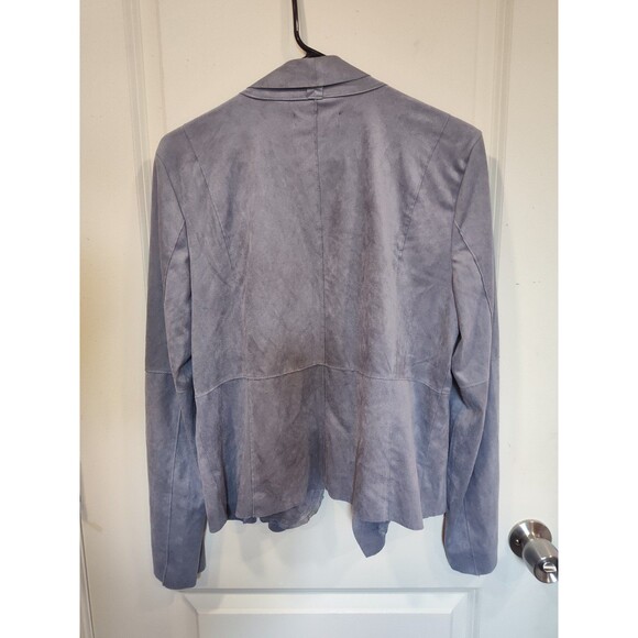 Women's Bagatelle Drape Front Faux Suede Jacket Large Dusty Blue - Picture 2 of 8